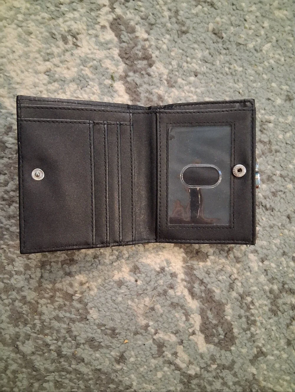 Compact Black Geniune Leather Wallet Money Card And Key Holder